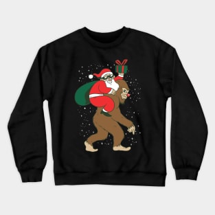 Santa Riding Bigfoot Funny Yeti Christmas design Crewneck Sweatshirt